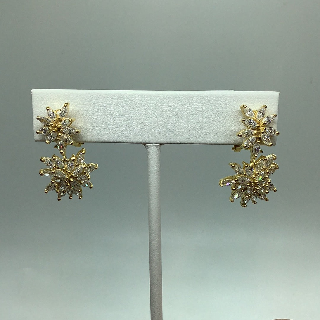 Gold over sterling CZ drop earrings
