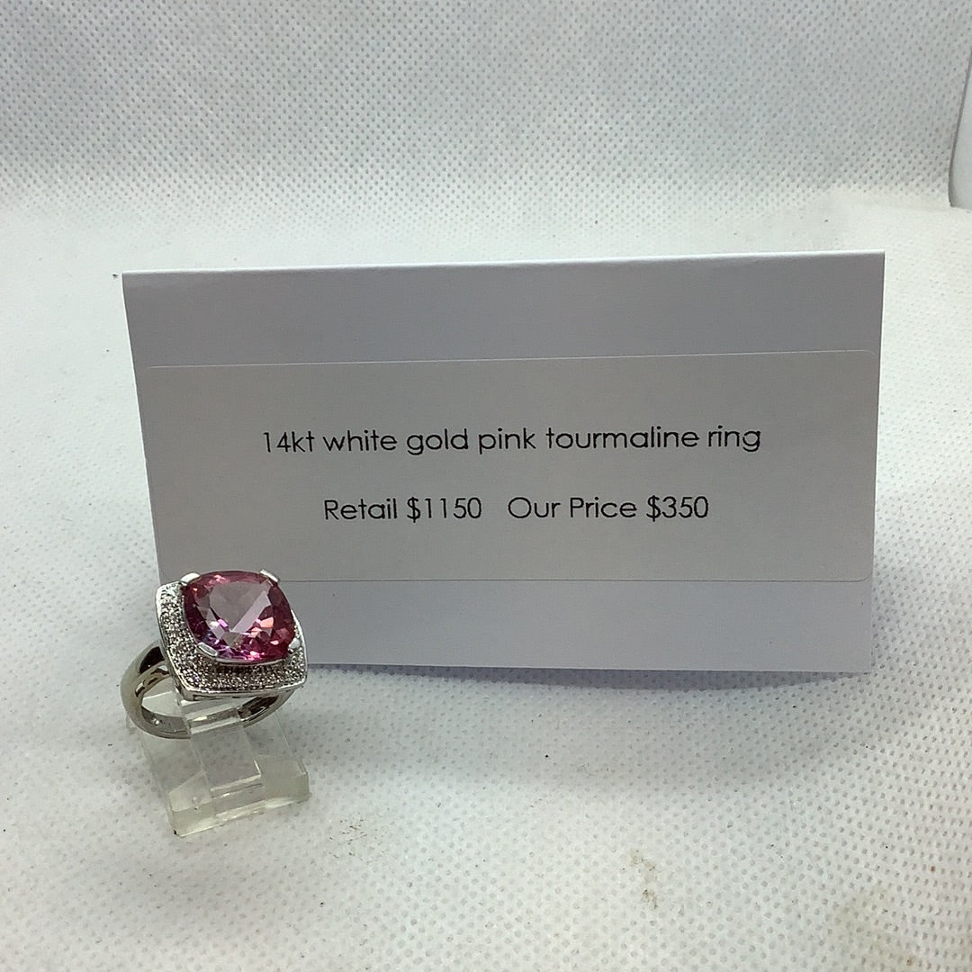 Pink Tourmaline and diamond ring
