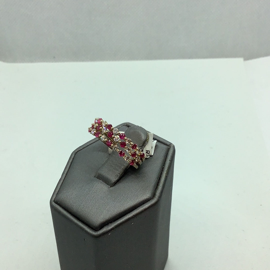 Ruby and diamond stacking ring