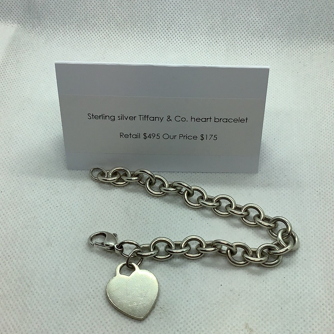 Sterling Tiffany heart bracelet