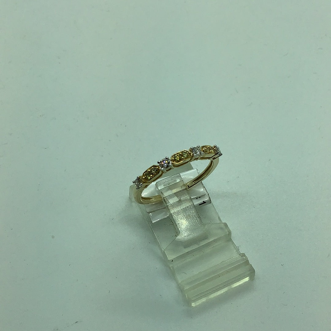 Yellow and white diamond ring