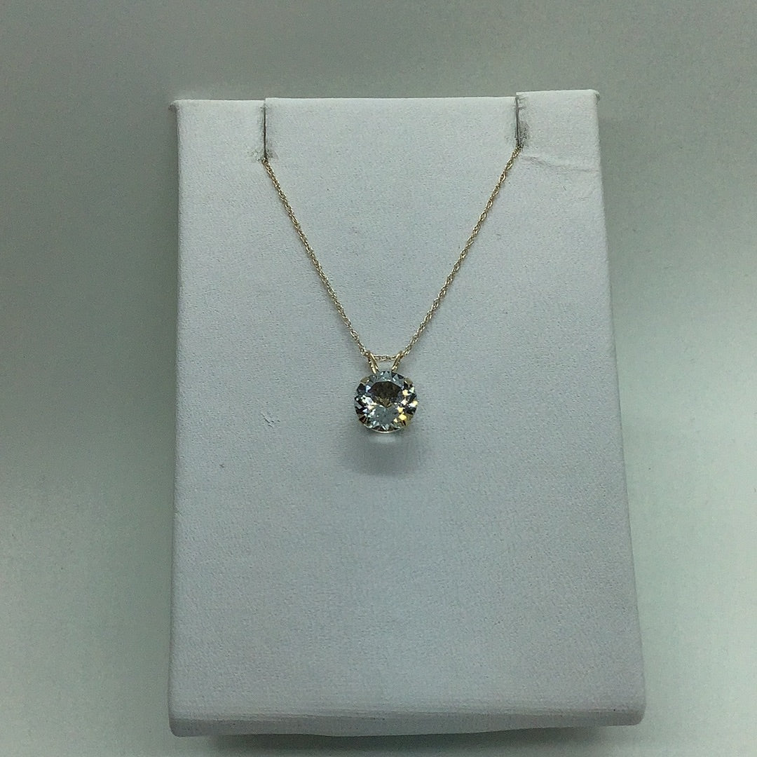 10 kt yellow gold aqua pendant necklace