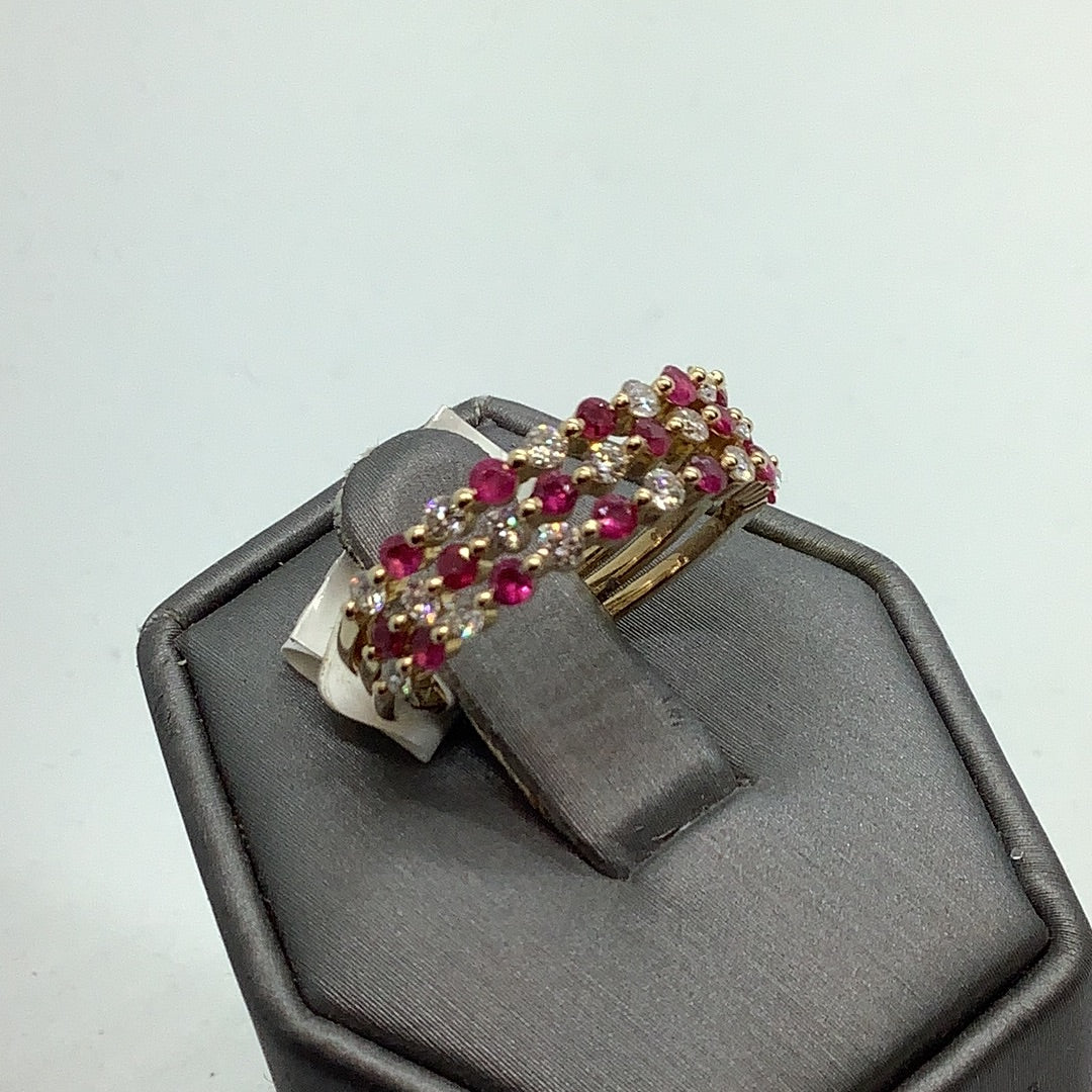Ruby and diamond stacking ring