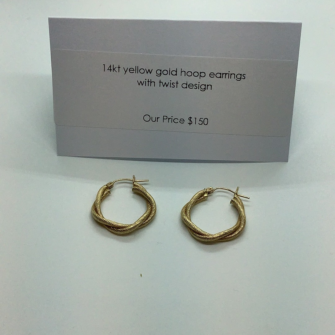 14 kt yellow gold hoop earrings