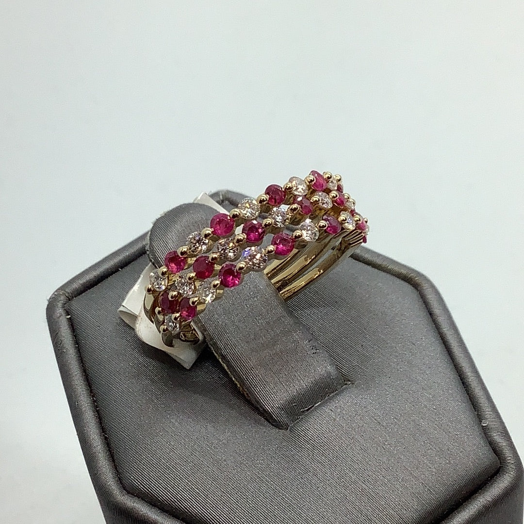 Ruby and diamond stacking ring