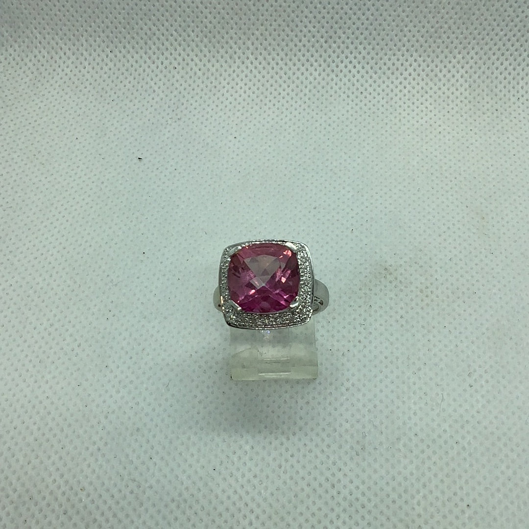 Pink Tourmaline and diamond ring