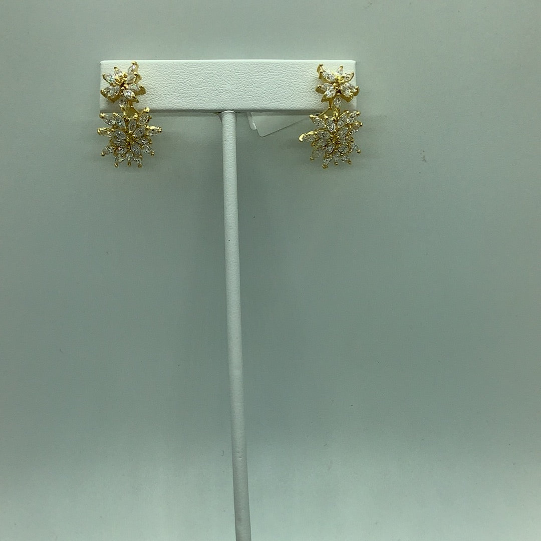 Gold over sterling CZ drop earrings