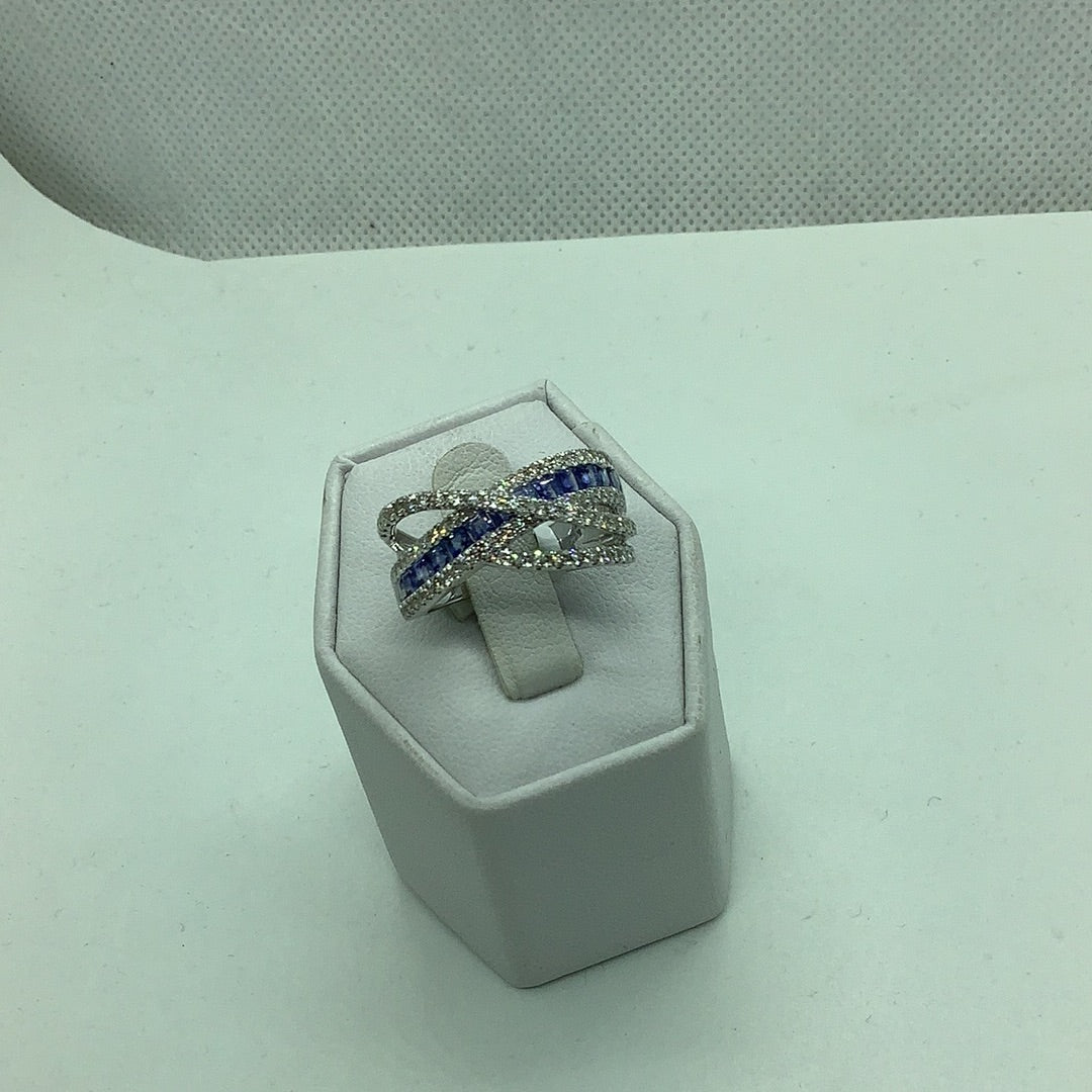 Diamond and sapphire ring