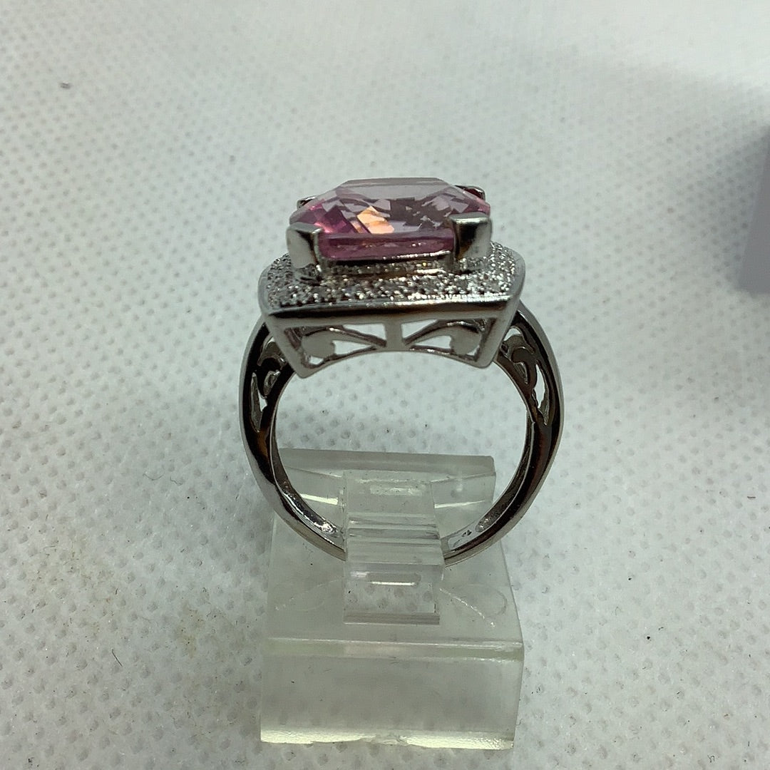 Pink Tourmaline and diamond ring