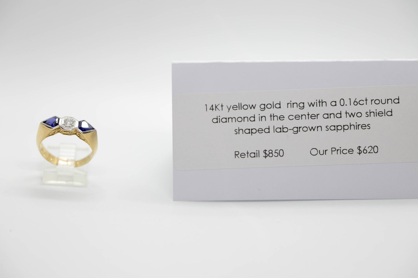 Diamond and sapphire ring