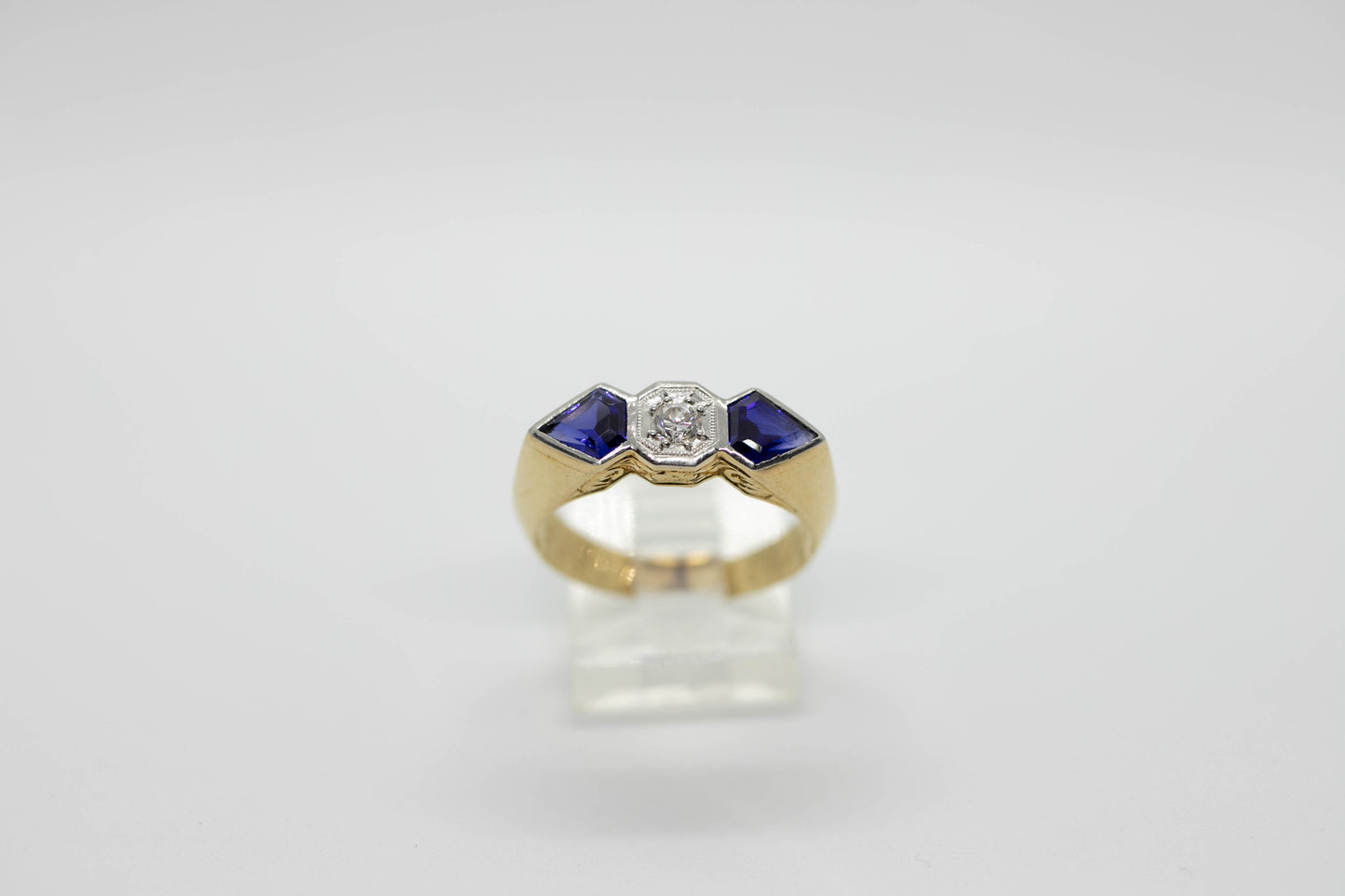 Diamond and sapphire ring