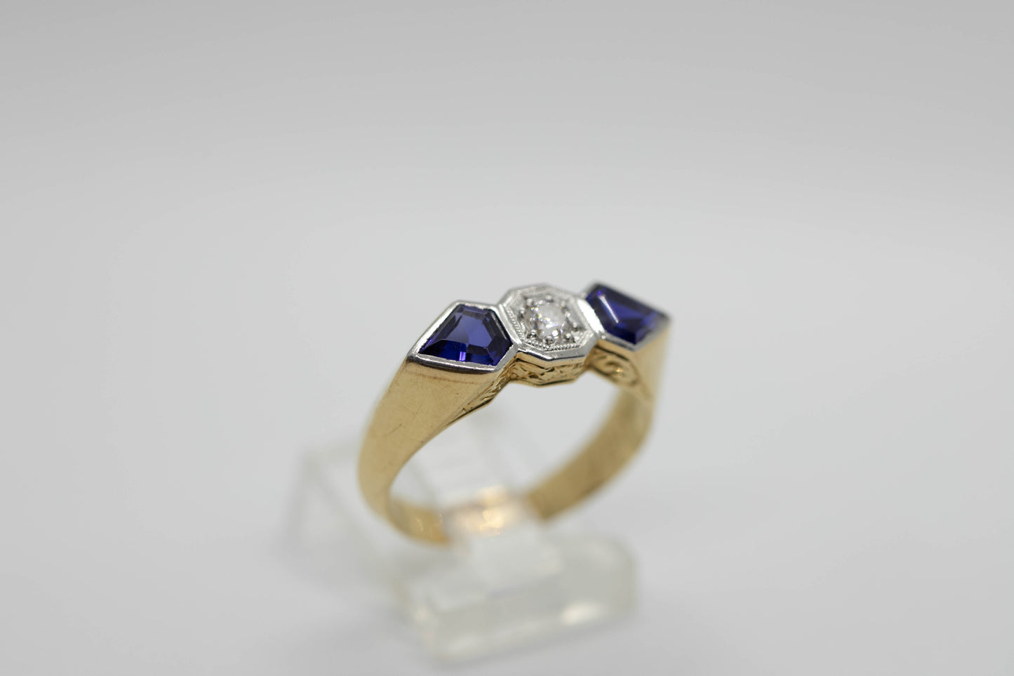 Diamond and sapphire ring