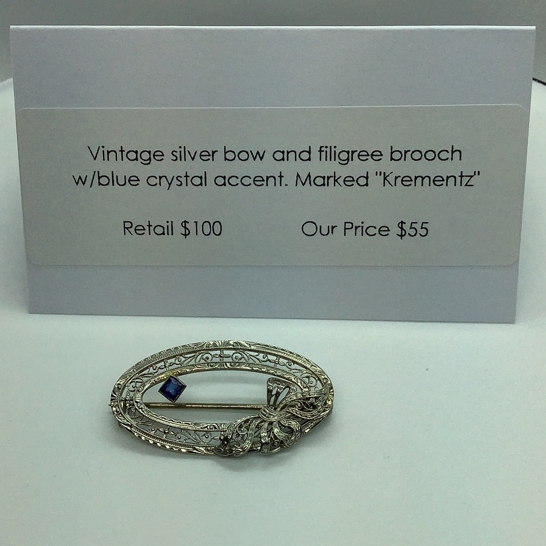 Vintage filigree Krementz brooch