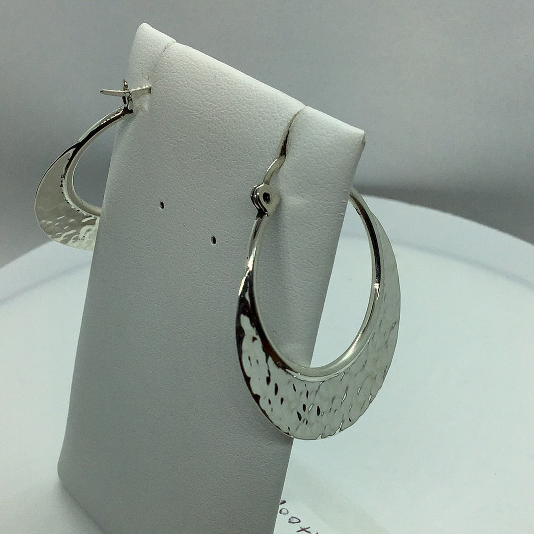 Hammered sterling hoop earrings