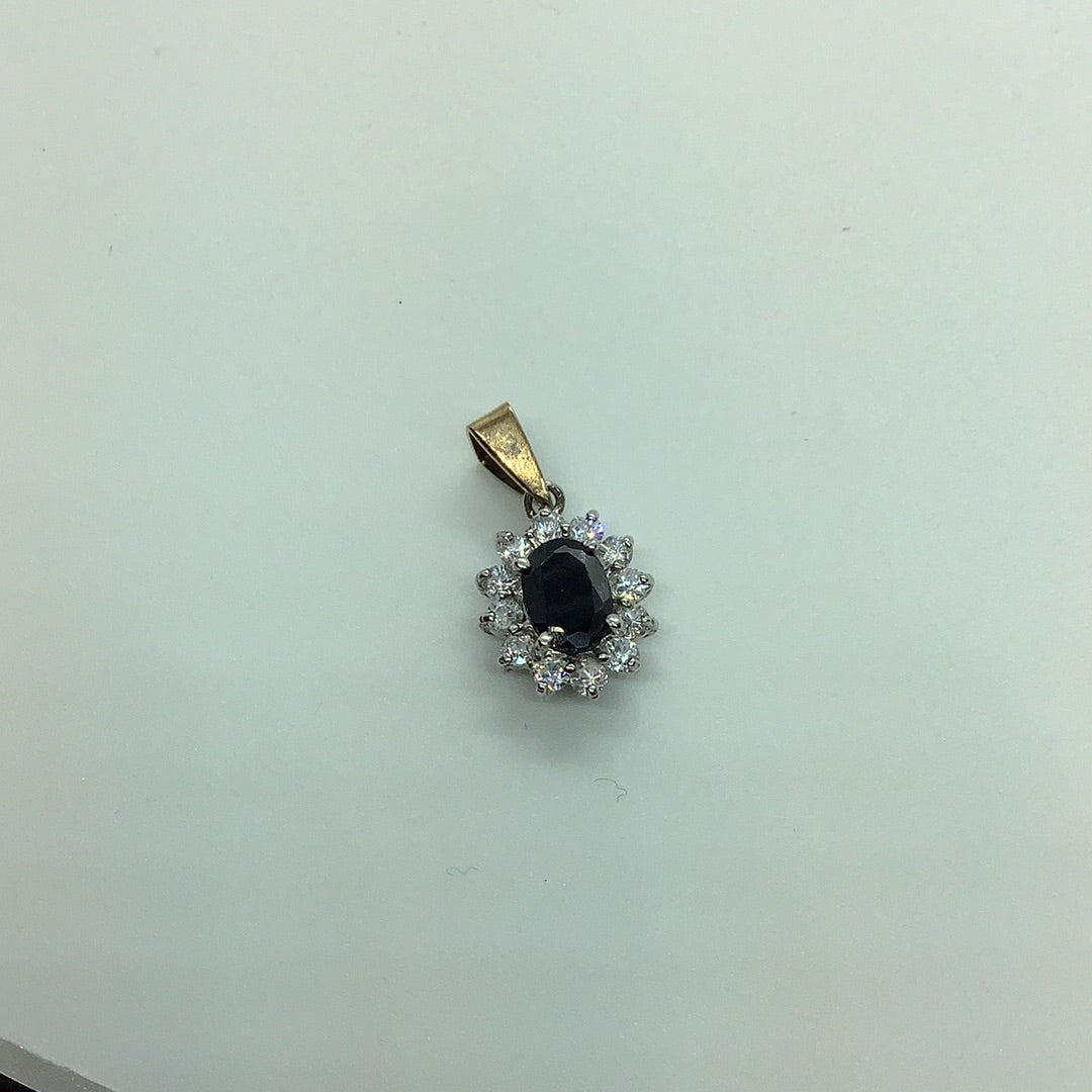 Diamond and sapphire pendant