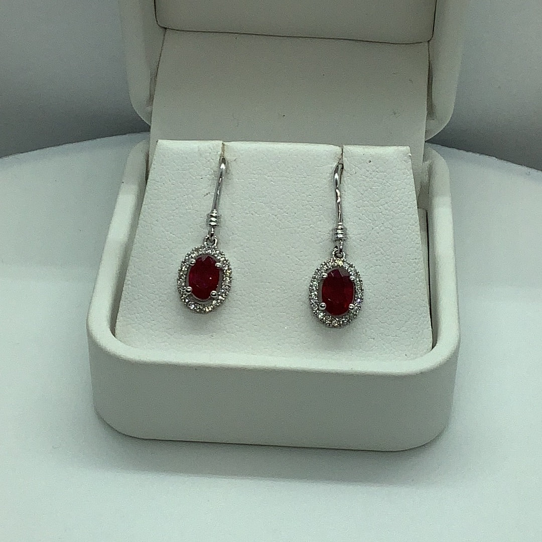 Ruby and diamond drop earrings
