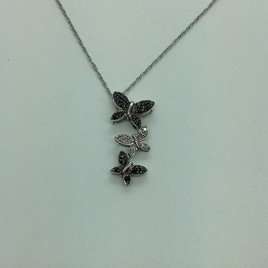 14k white gold butterfly necklace