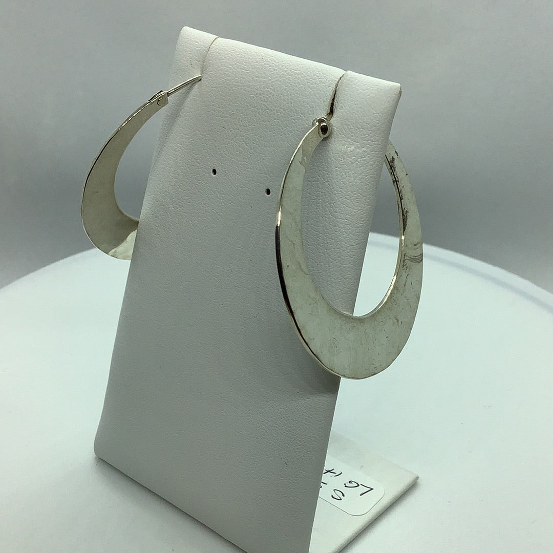 Hammered sterling hoop earrings