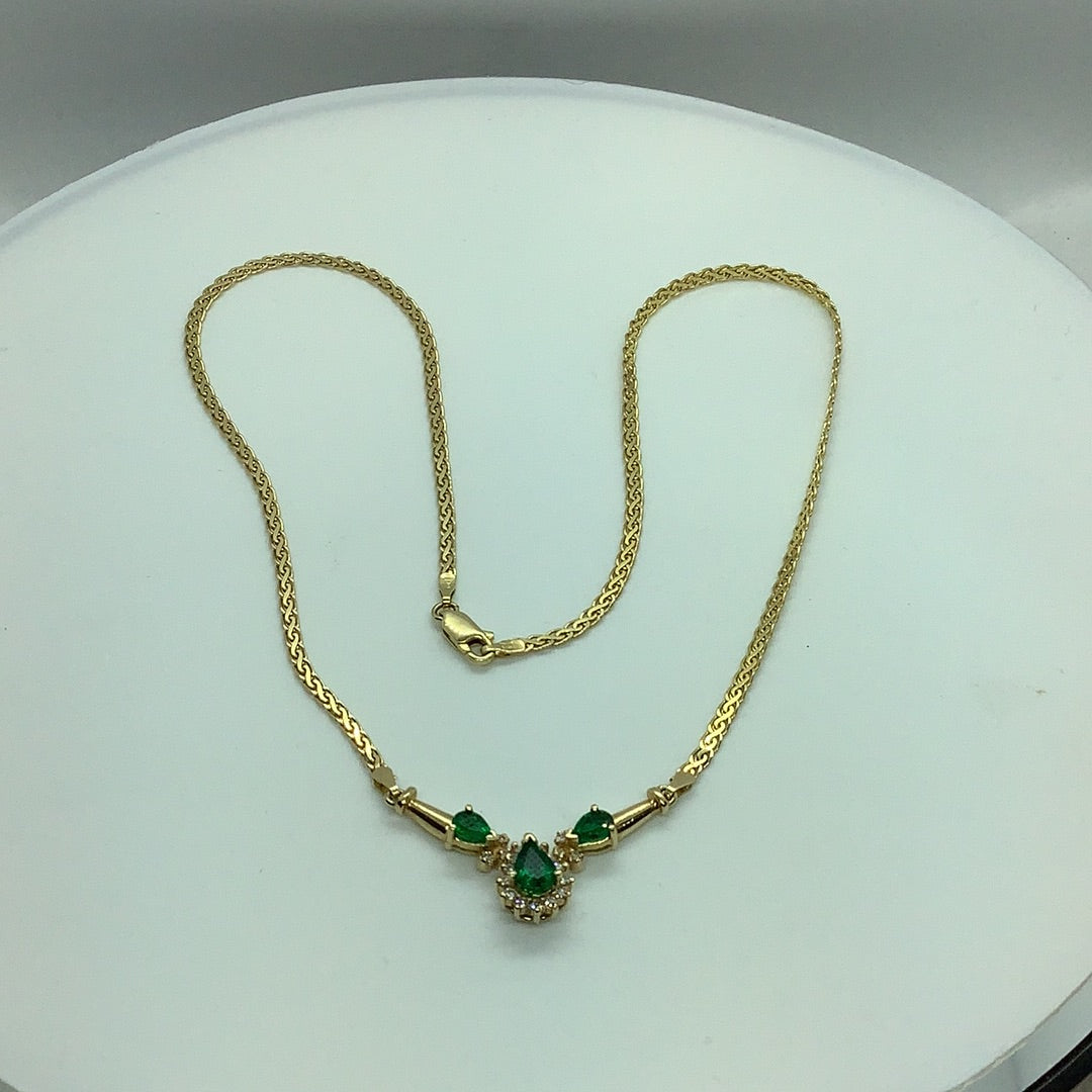 Emerald and diamond necklace