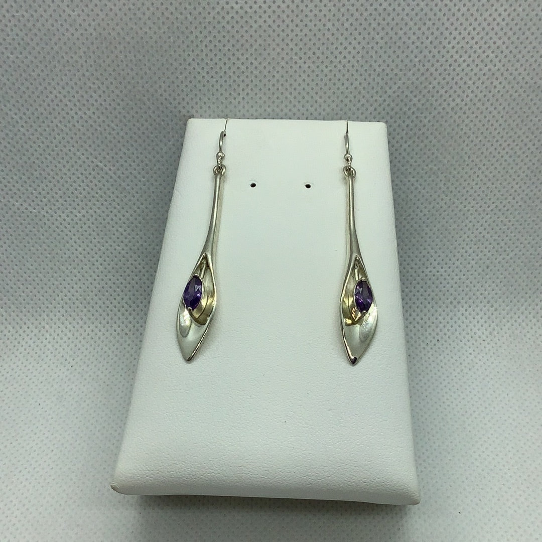 Sterling and amethyst dangle earrings