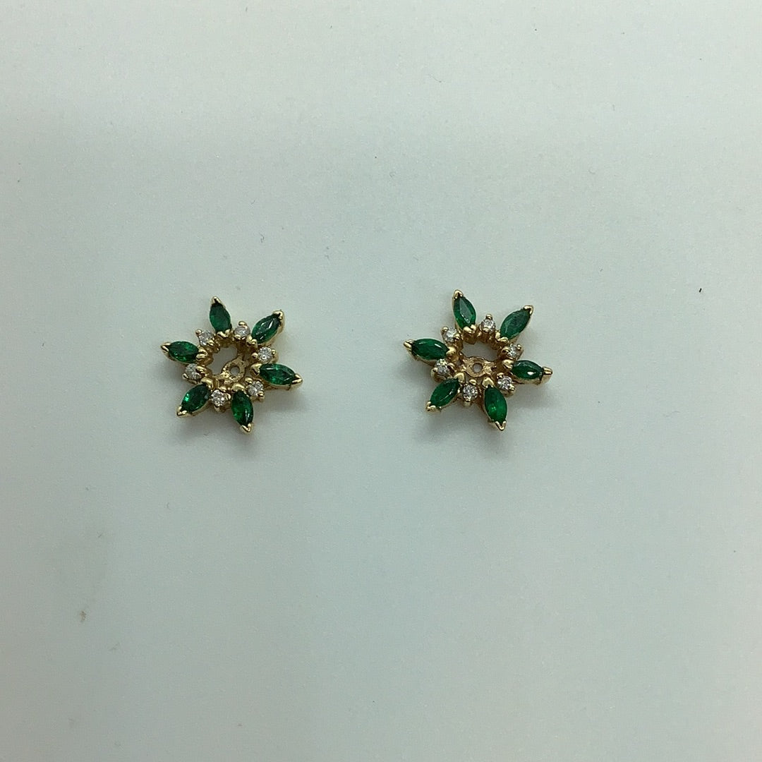 Diamond and emerald earring jackets
