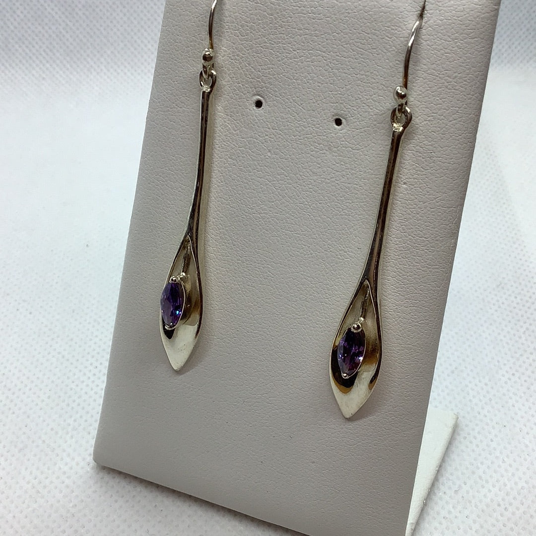 Sterling and amethyst dangle earrings