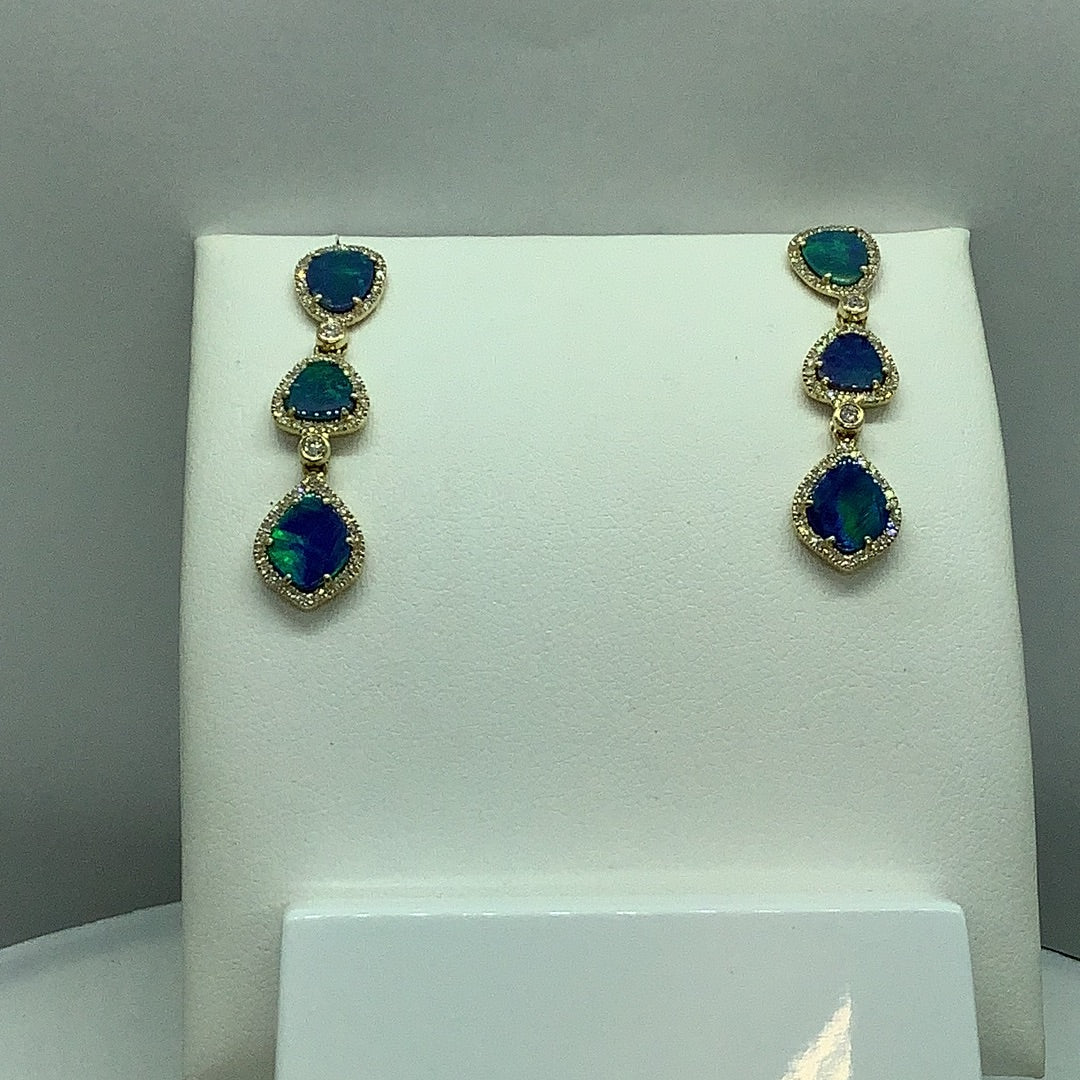 Opal and diamond earrings