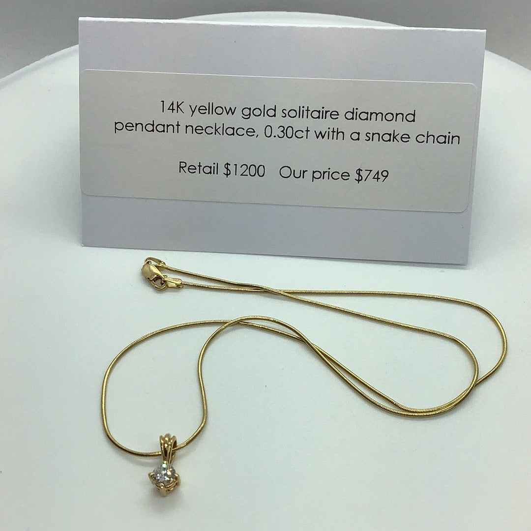Diamond solitaire pendant necklace