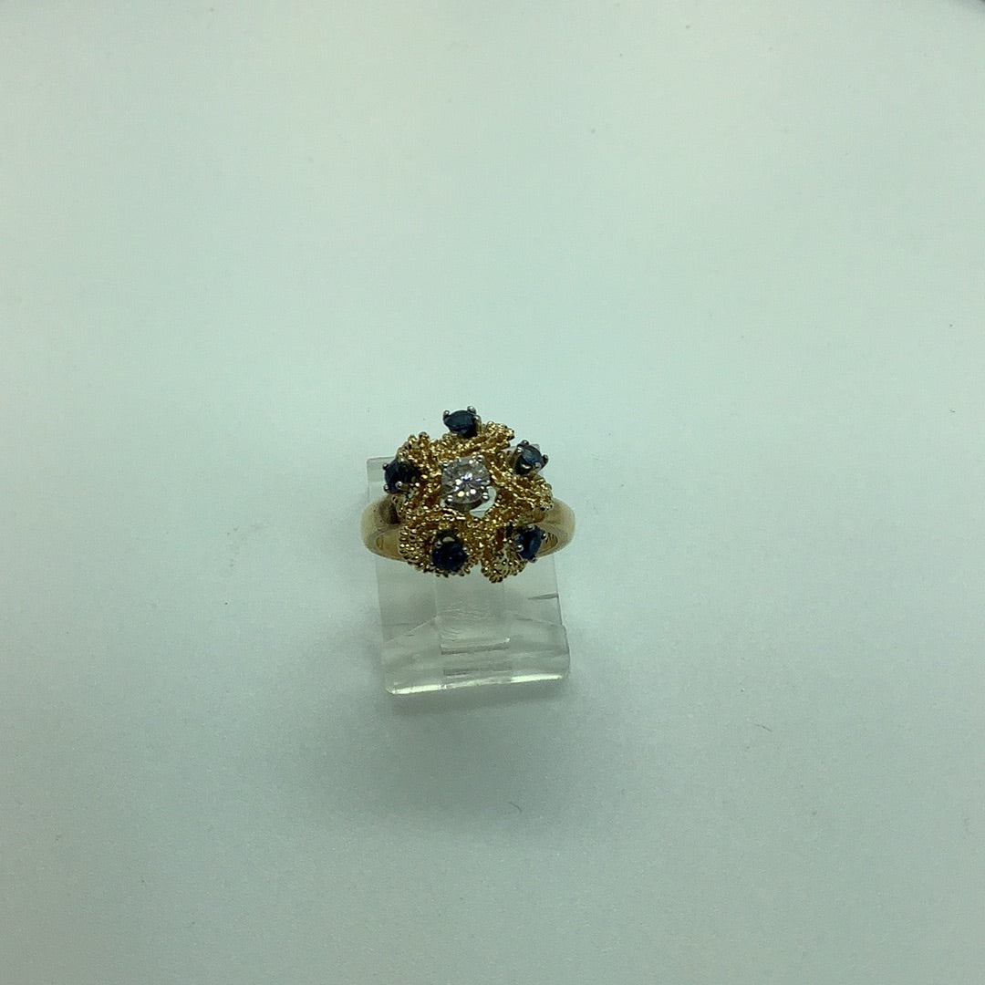 Diamond and sapphire ring