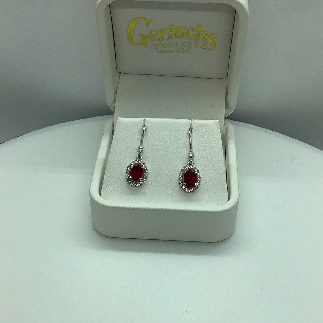 Ruby and diamond drop earrings