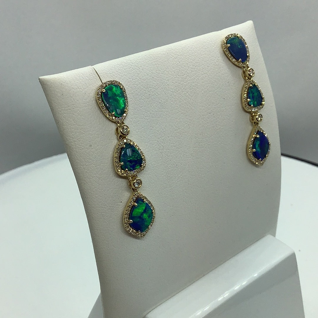 Opal and diamond earrings