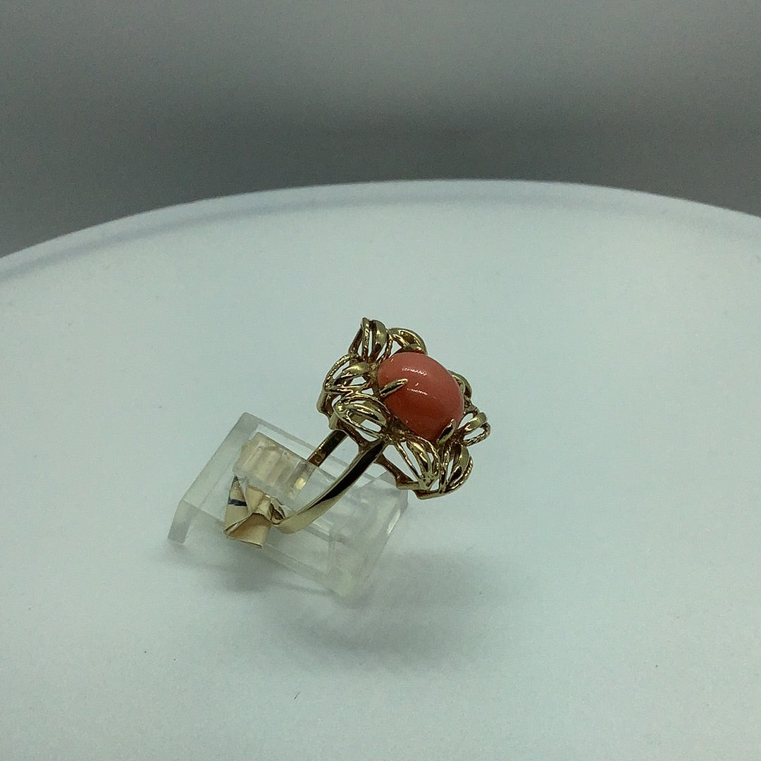 Coral cabochon ring