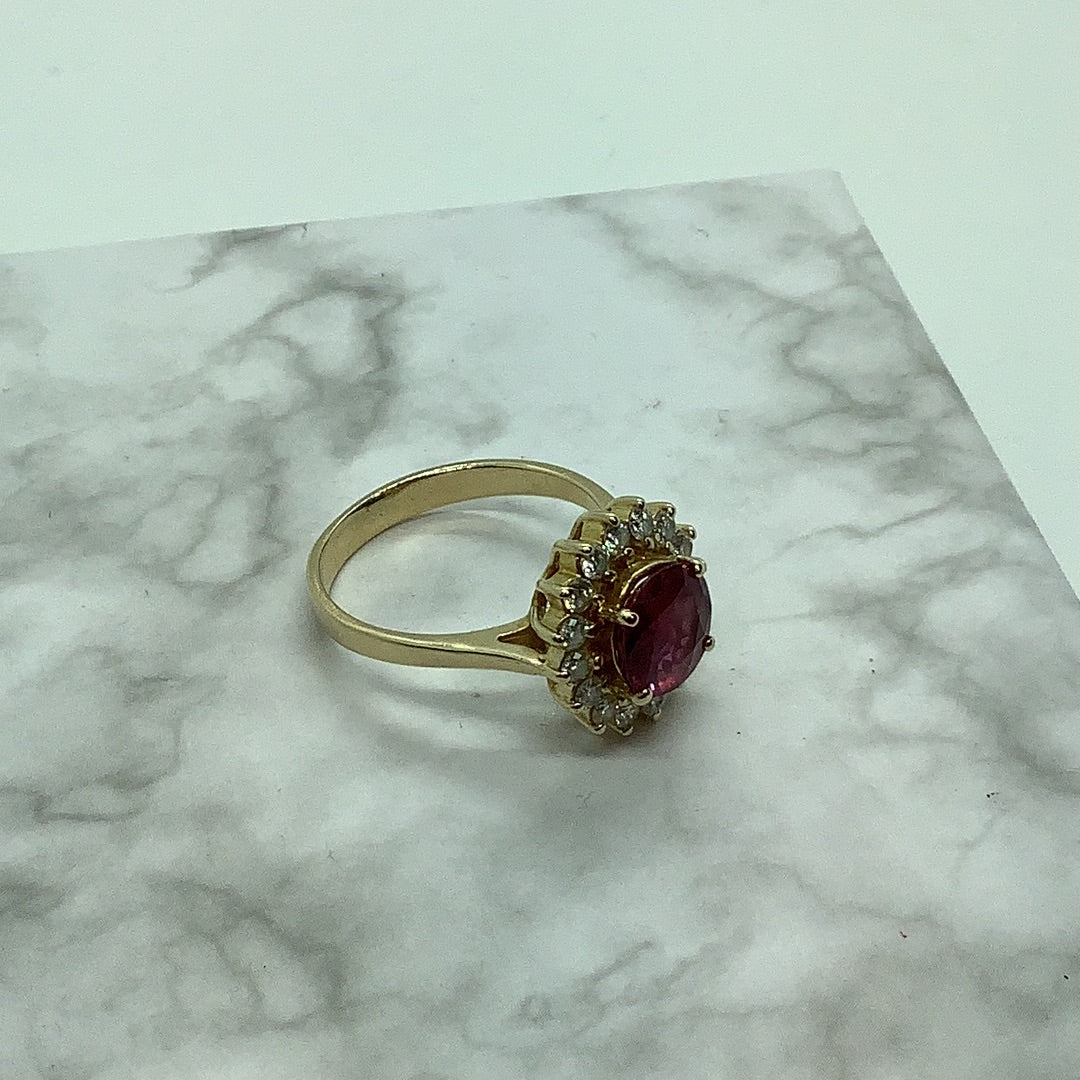 Pink spinel and diamond ring