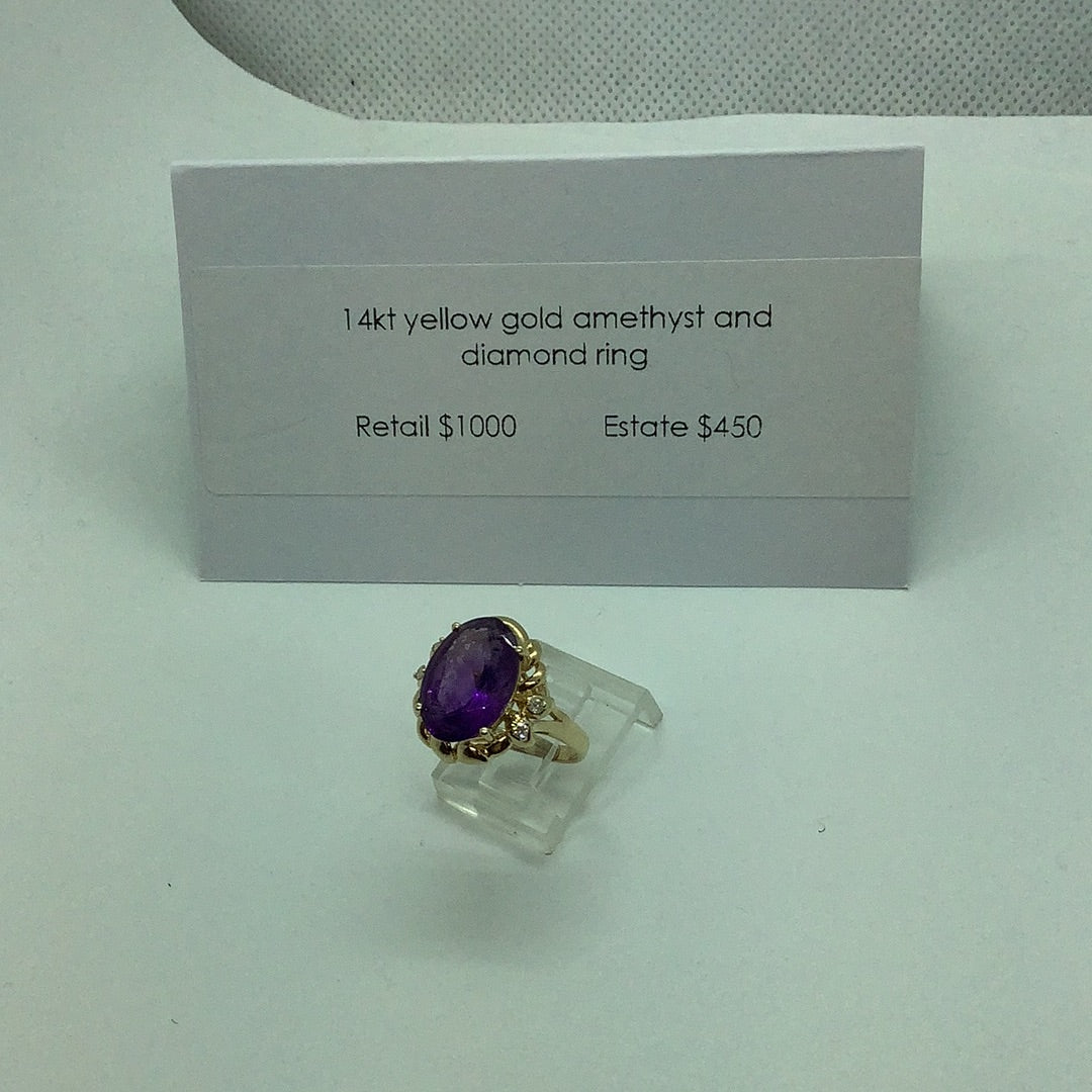 Amethyst and diamond ring