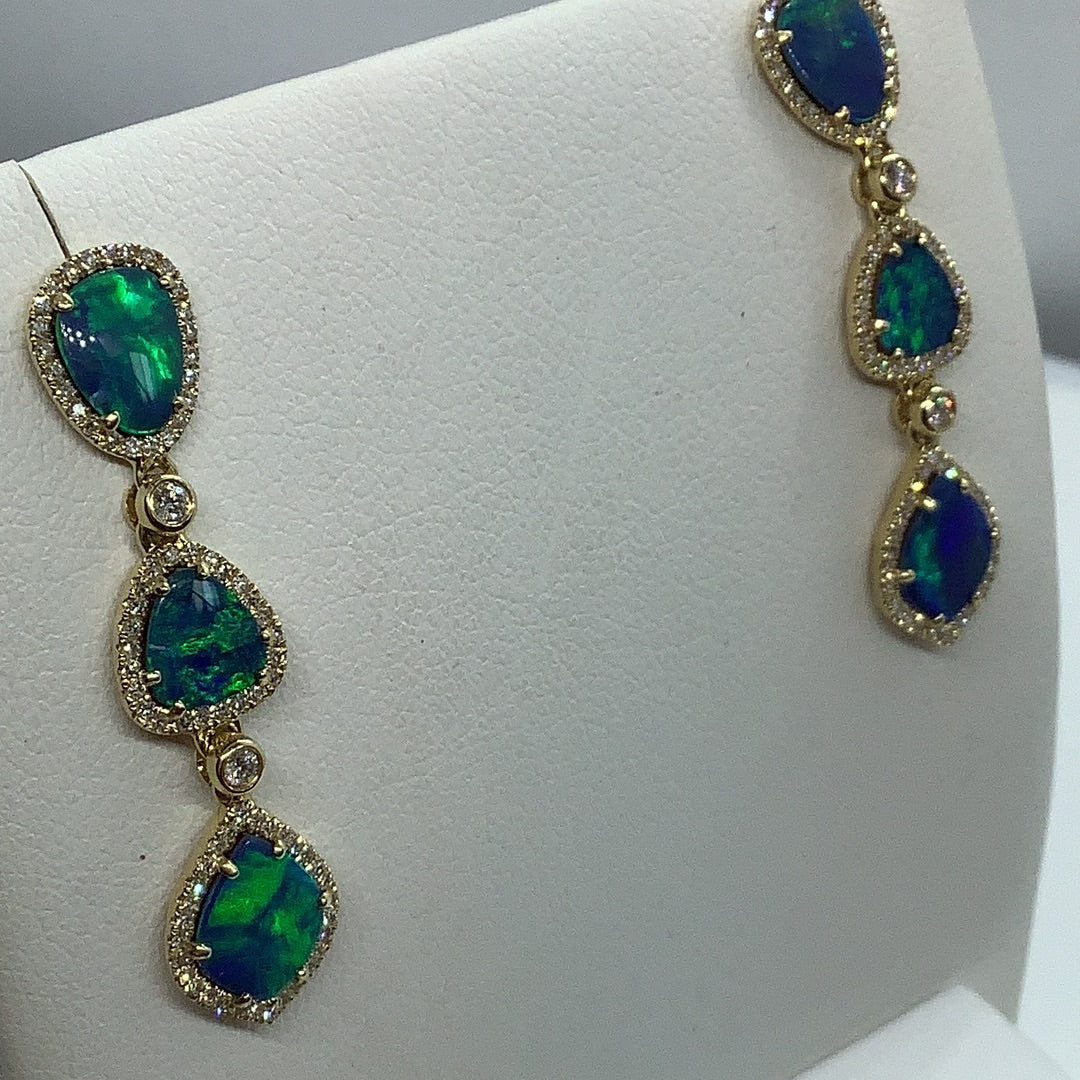 Opal and diamond earrings