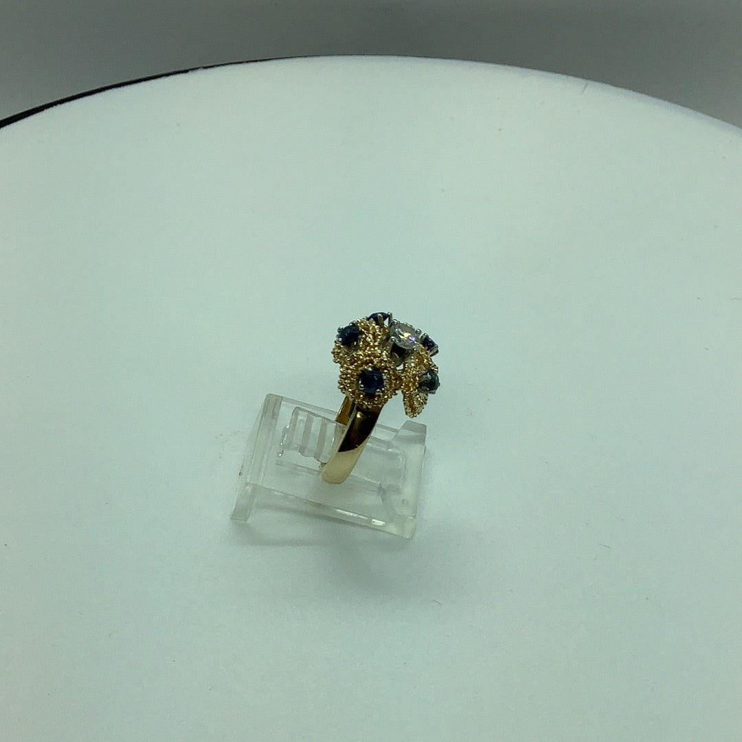 Diamond and sapphire ring