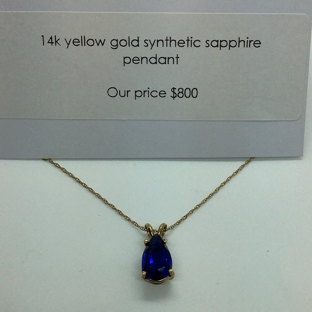 Synthetic sapphire pendant