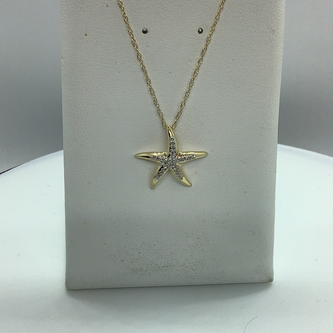 Diamond starfish pendant