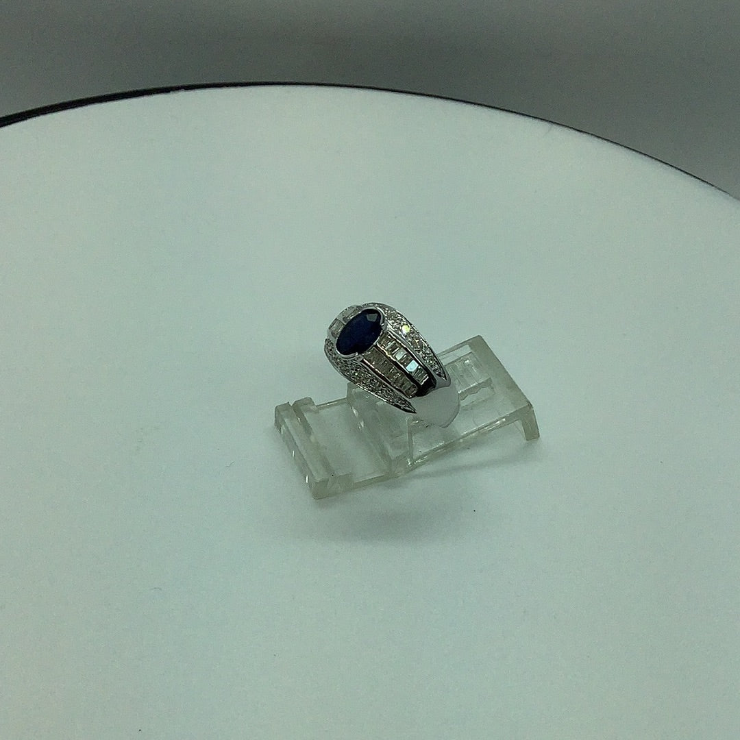 Diamond and sapphire ring