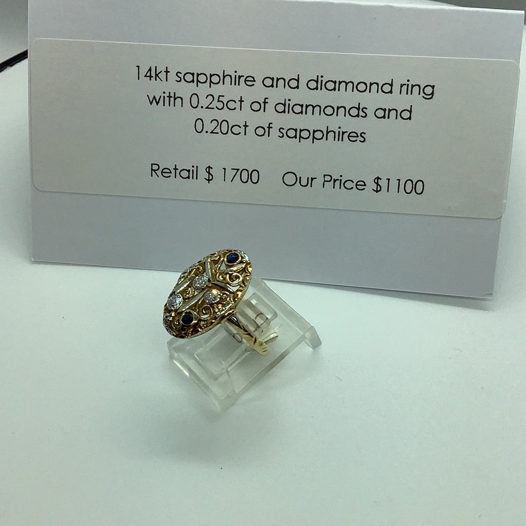 Sapphire and diamond ring