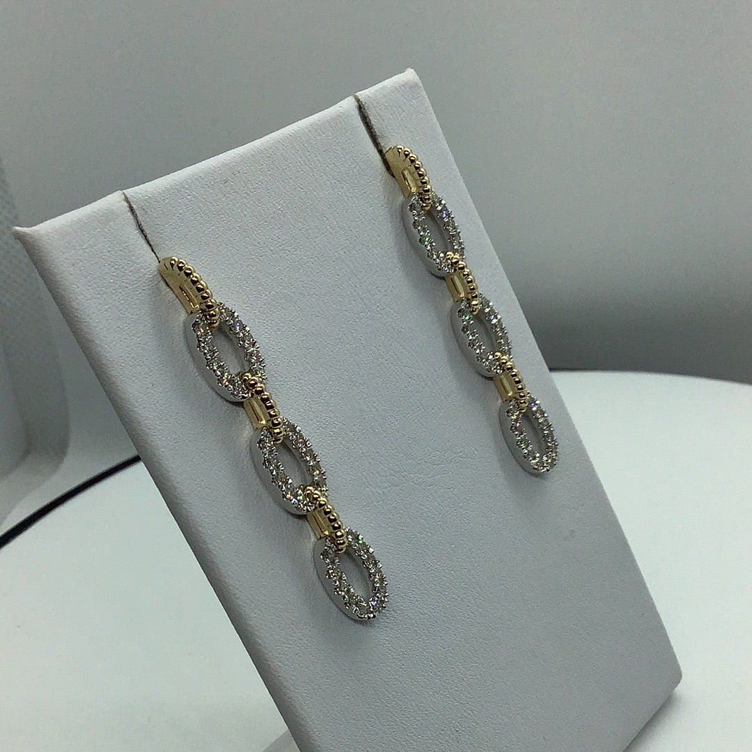 Diamond and gold link earrings