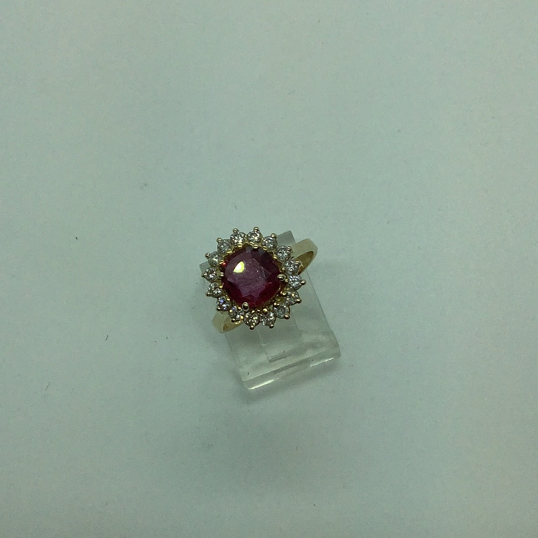 Pink spinel and diamond ring