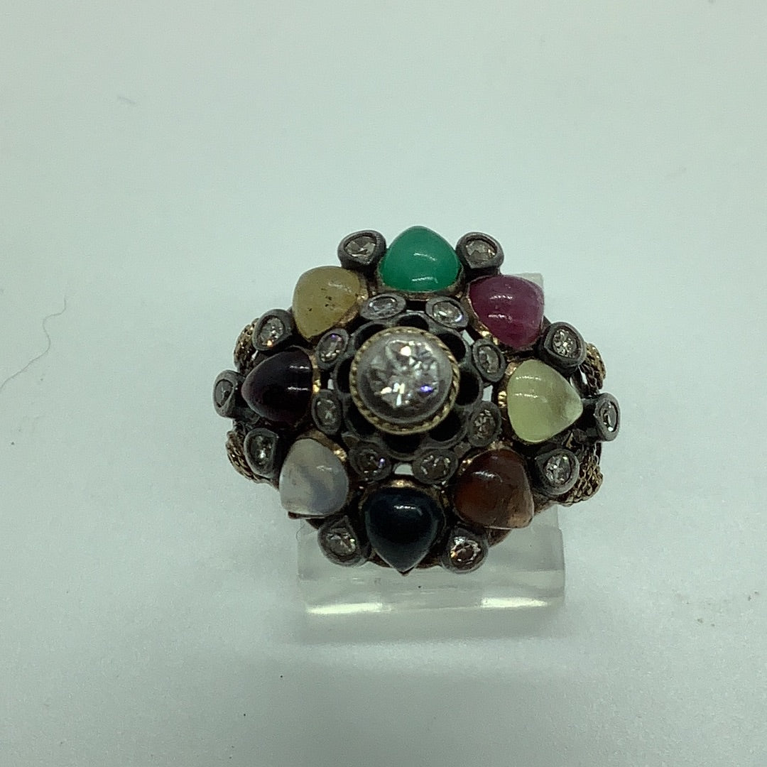 Diamond and gemstone ring