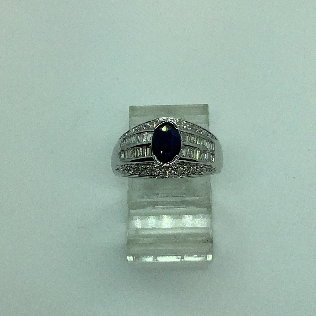 Diamond and sapphire ring