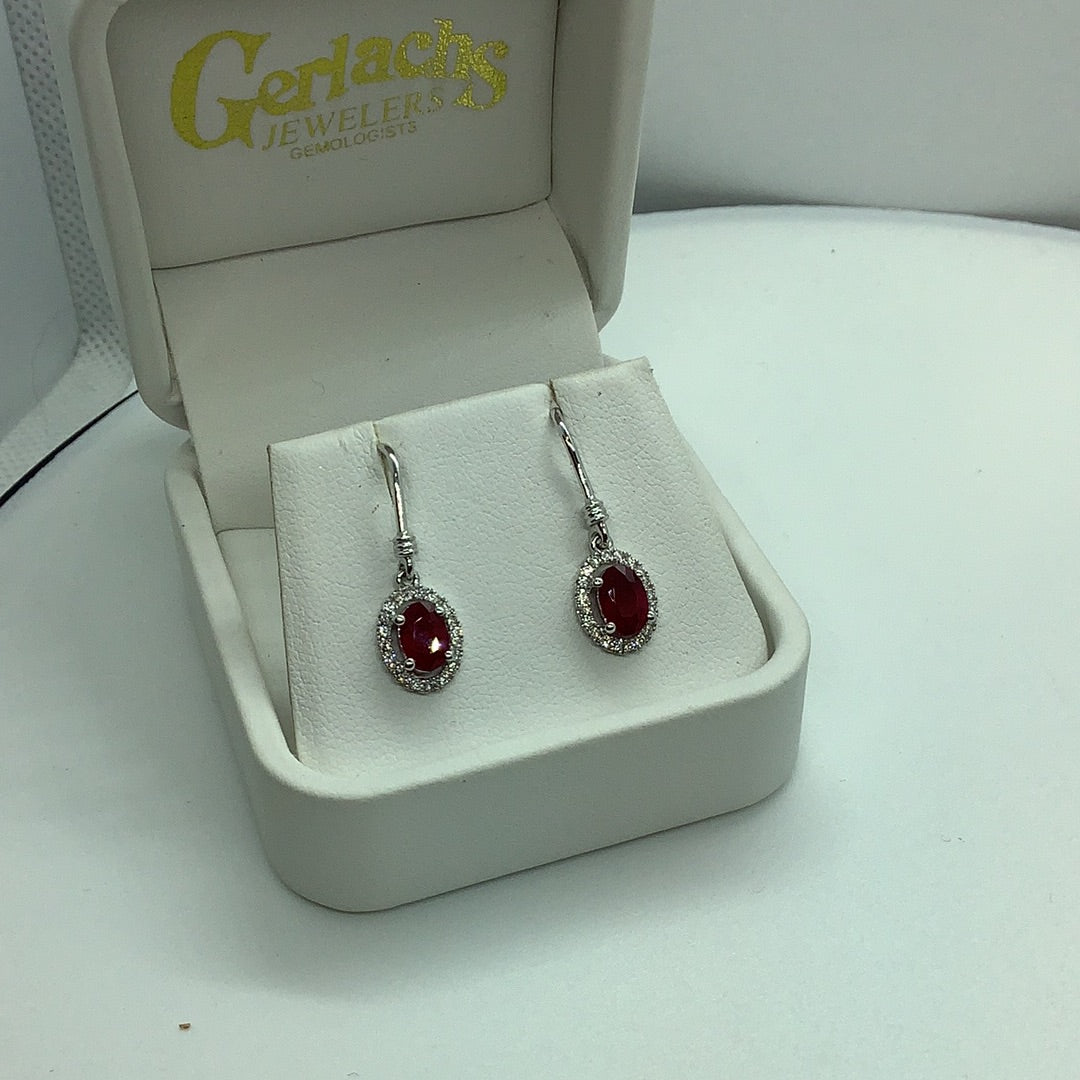 Ruby and diamond drop earrings