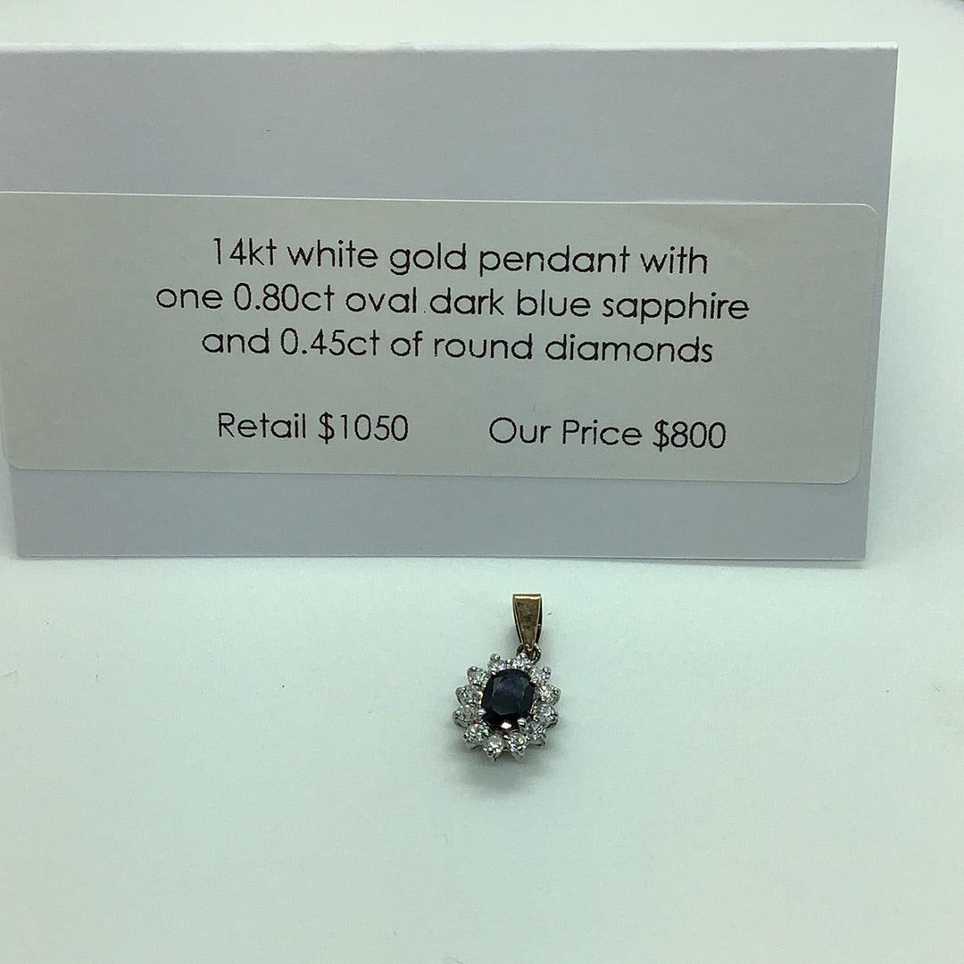 Diamond and sapphire pendant