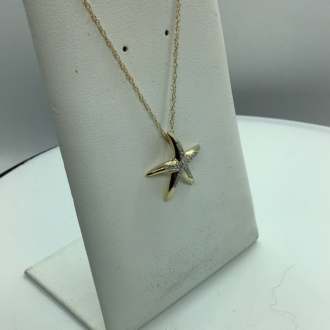 Diamond starfish pendant