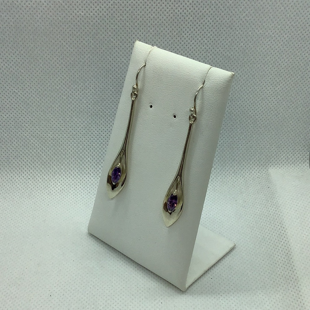 Sterling and amethyst dangle earrings