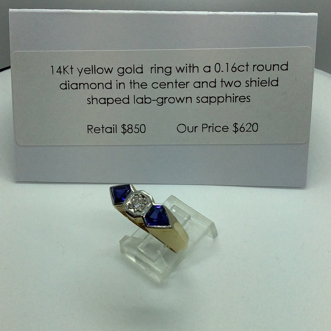 Diamond and sapphire ring