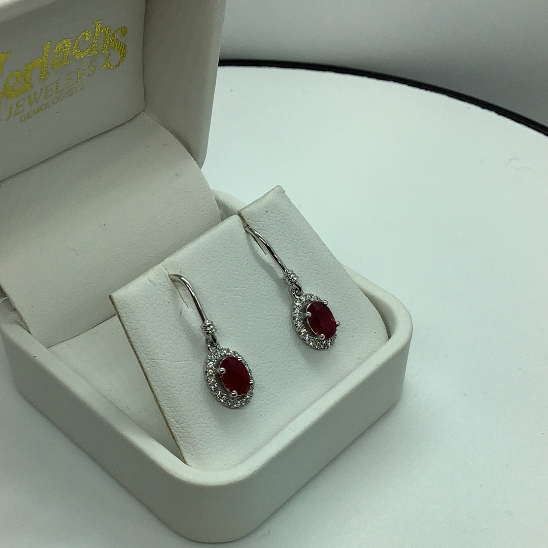 Ruby and diamond drop earrings